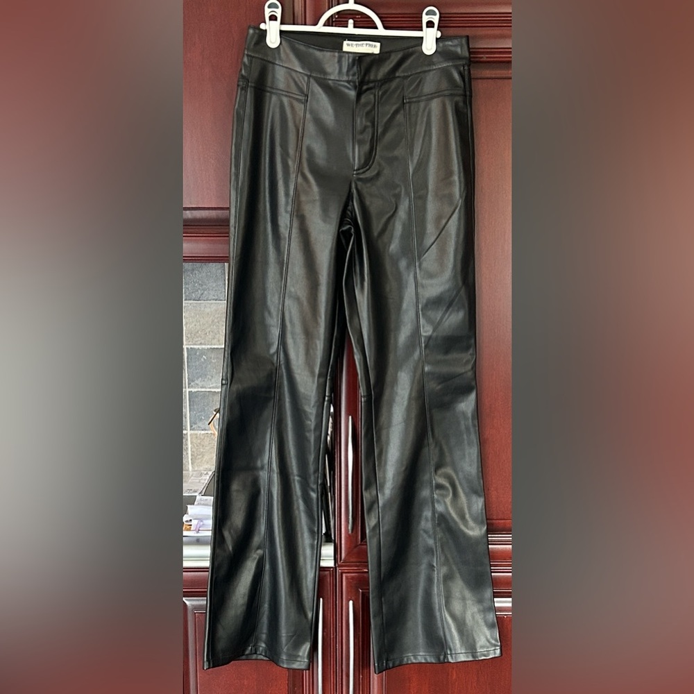 FREE PEOPLE x We The Free Uptown High Rise Black  Faux Leather Pant size 4 - Picture 7 of 10